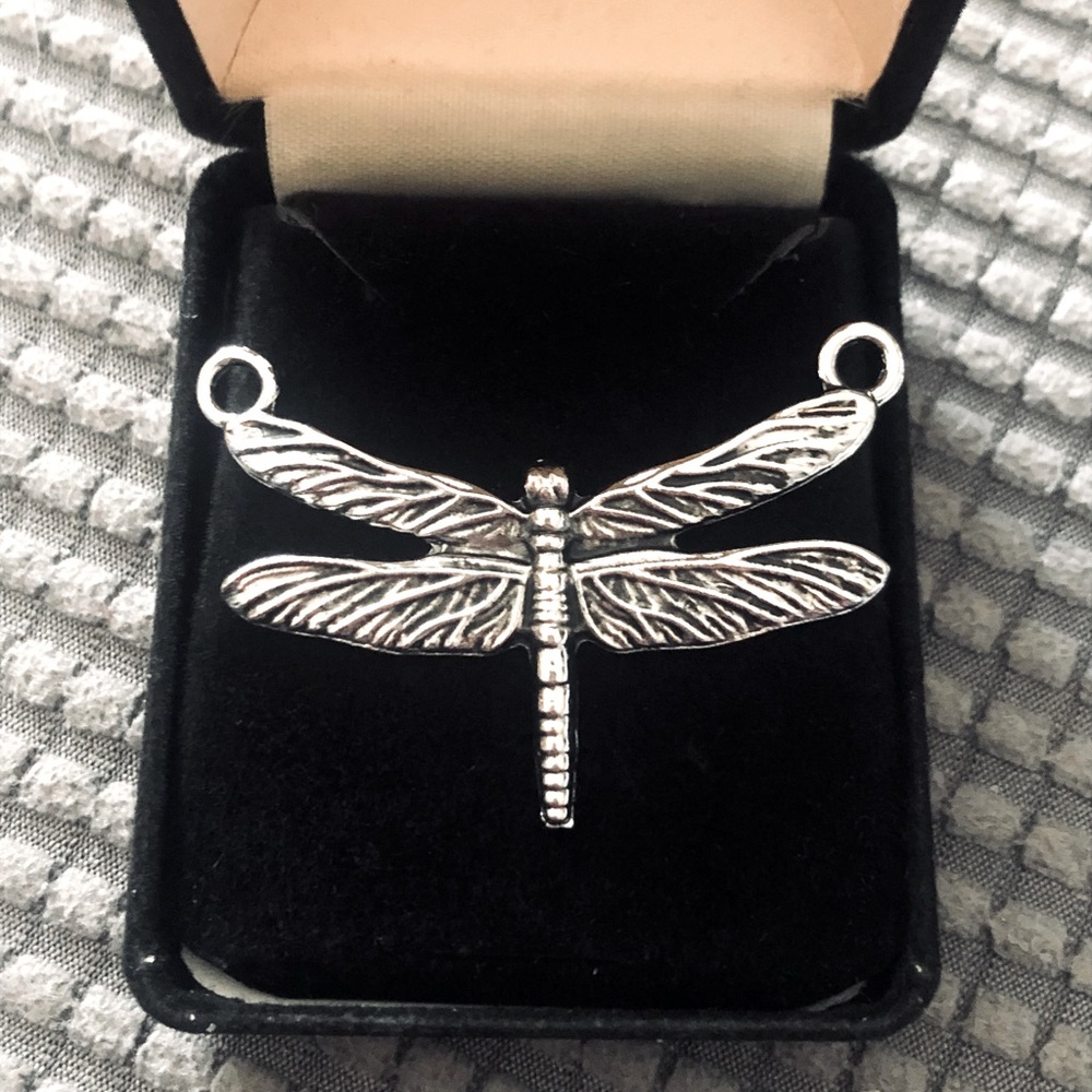 Silver Dragonfly Necklace Pendants (x2)